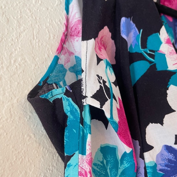 Vintage 1980s Floral Party Dress M - Picture 7 of 10